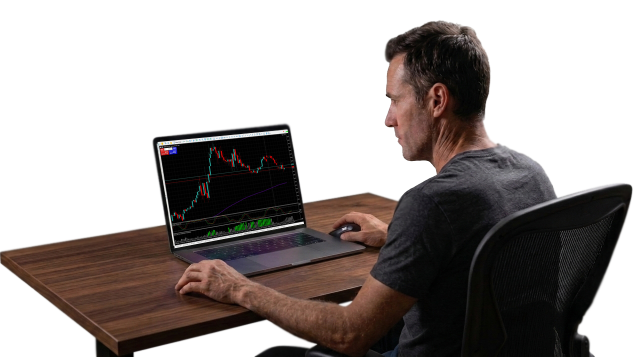 Trader con laptop analizando métricas de KPITradeX