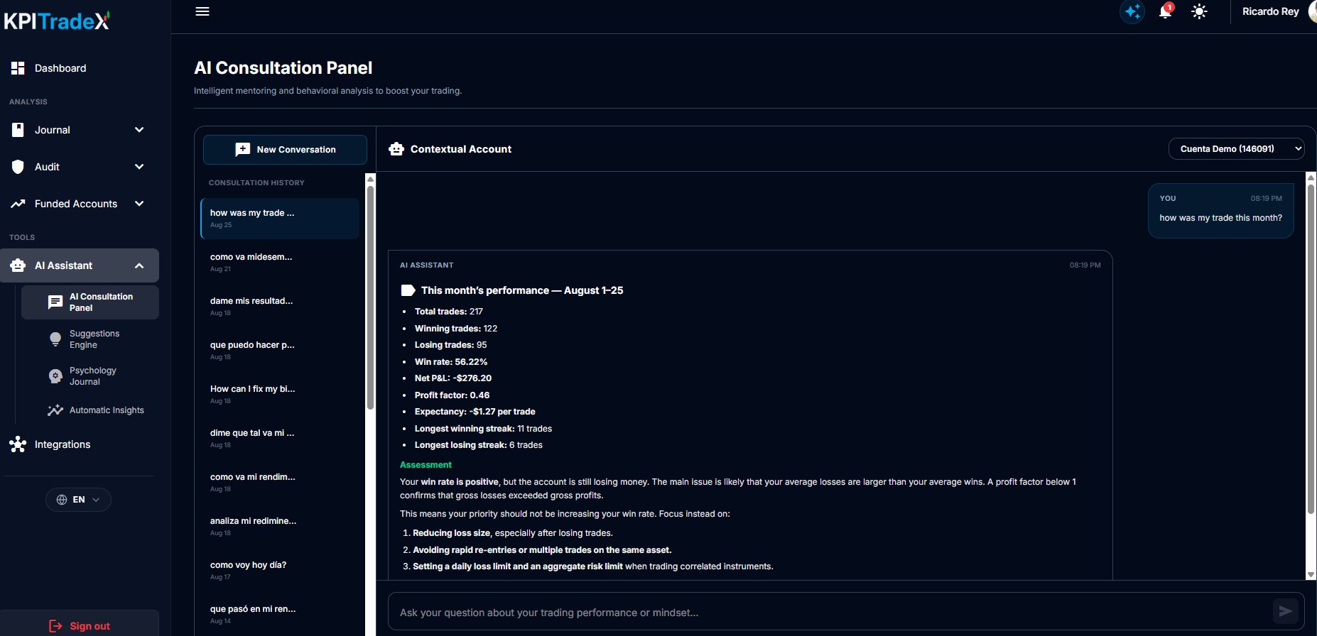 KPITradeX AI Copilot Chat Interface